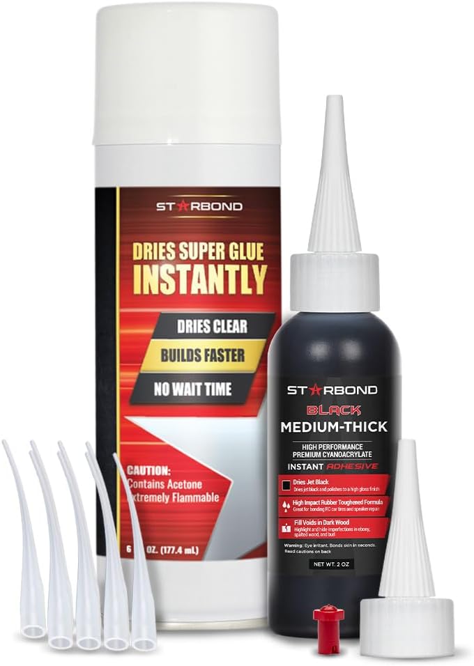 Premium Black Medium-Thick CA Glue and Aerosol Accelerator Bundle