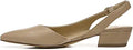 Womens Pointed Toe Slingback Pumps - Leather Low Block Heel
