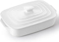 Large Ceramic Casserole Dish with Lid 4.0 Quart - Durable White
