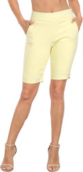 HDE Women's Pull On Bermuda Shorts 10ft Inseam - Comfortable, Tummy