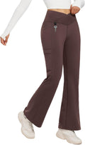 baleaf Women's Fleece Lined Crossover Flare Pants - Warm Winter