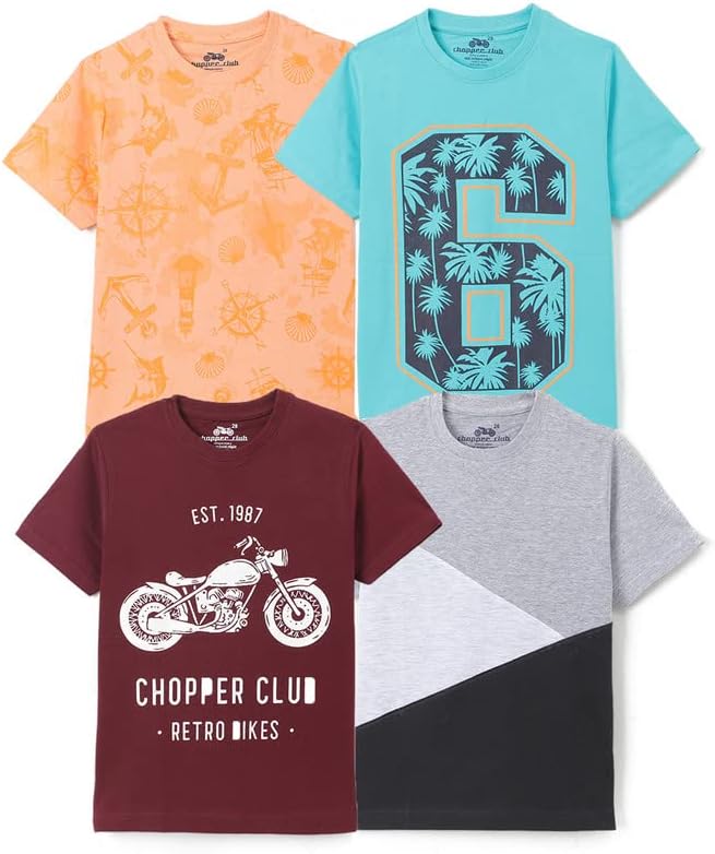 Chopper Club Boys T Shirts Multi-Pack Regular Fit Tees for Boys