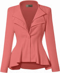 Women's Casual Work Double Lapel Peplum Blazer - Comfortable Fit date