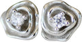 Rose Earrings in Sterling Silver 925 with Sparkly CZ - Delicate Studs