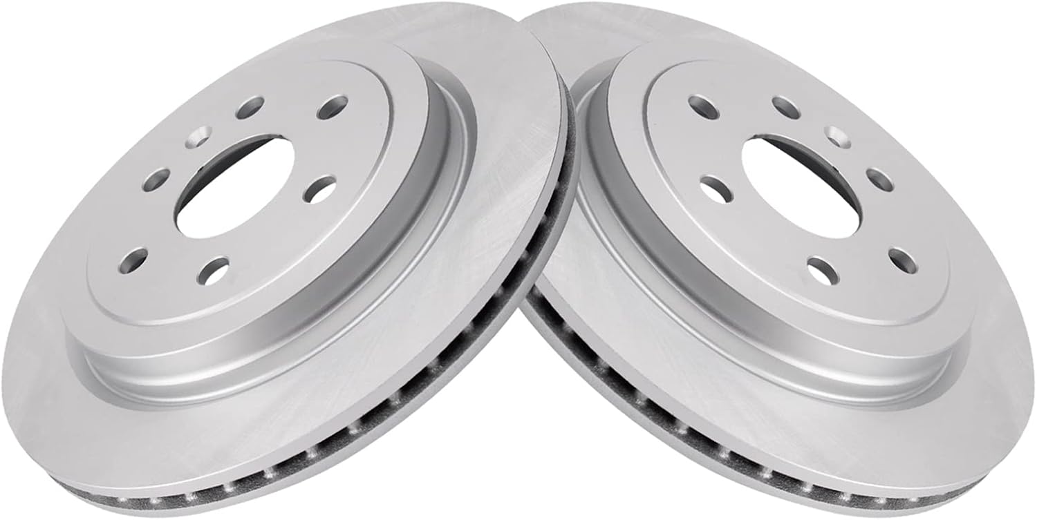 TRQ Rear Brake Rotors Set Vented G-Coated for Cadillac SRX