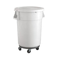 44 Gallon White Round Commercial Trash Can with Lid and Dolly