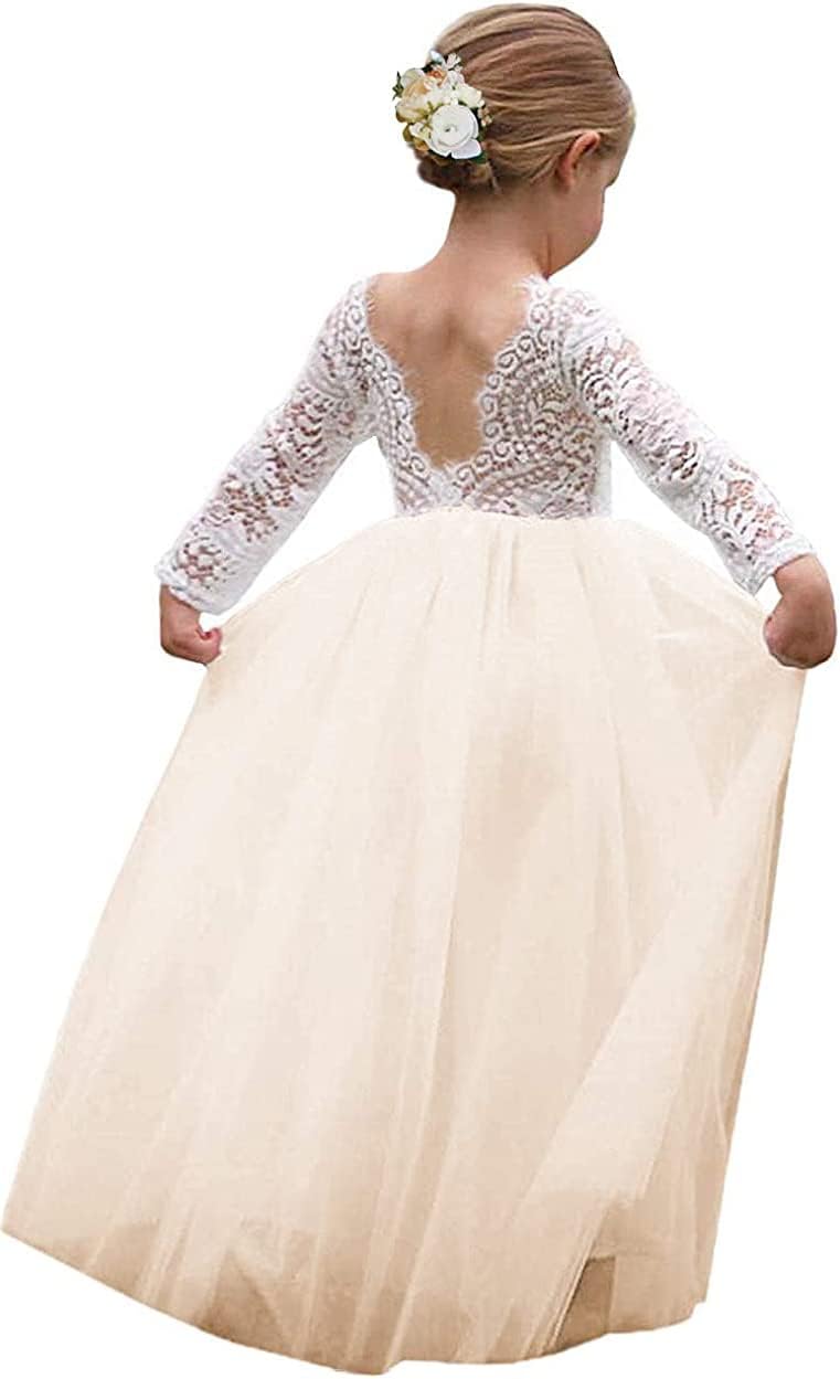 Topmaker Flower Girl Dress for Toddler Girls - Lace Tulle Style