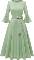 HomRain Women's Vintage Bell Sleeve Midi Dress - Timeless Flatter