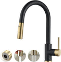 Havin Gold and Black Kitchen Faucet with Pull Down Sprayer - Sleek
