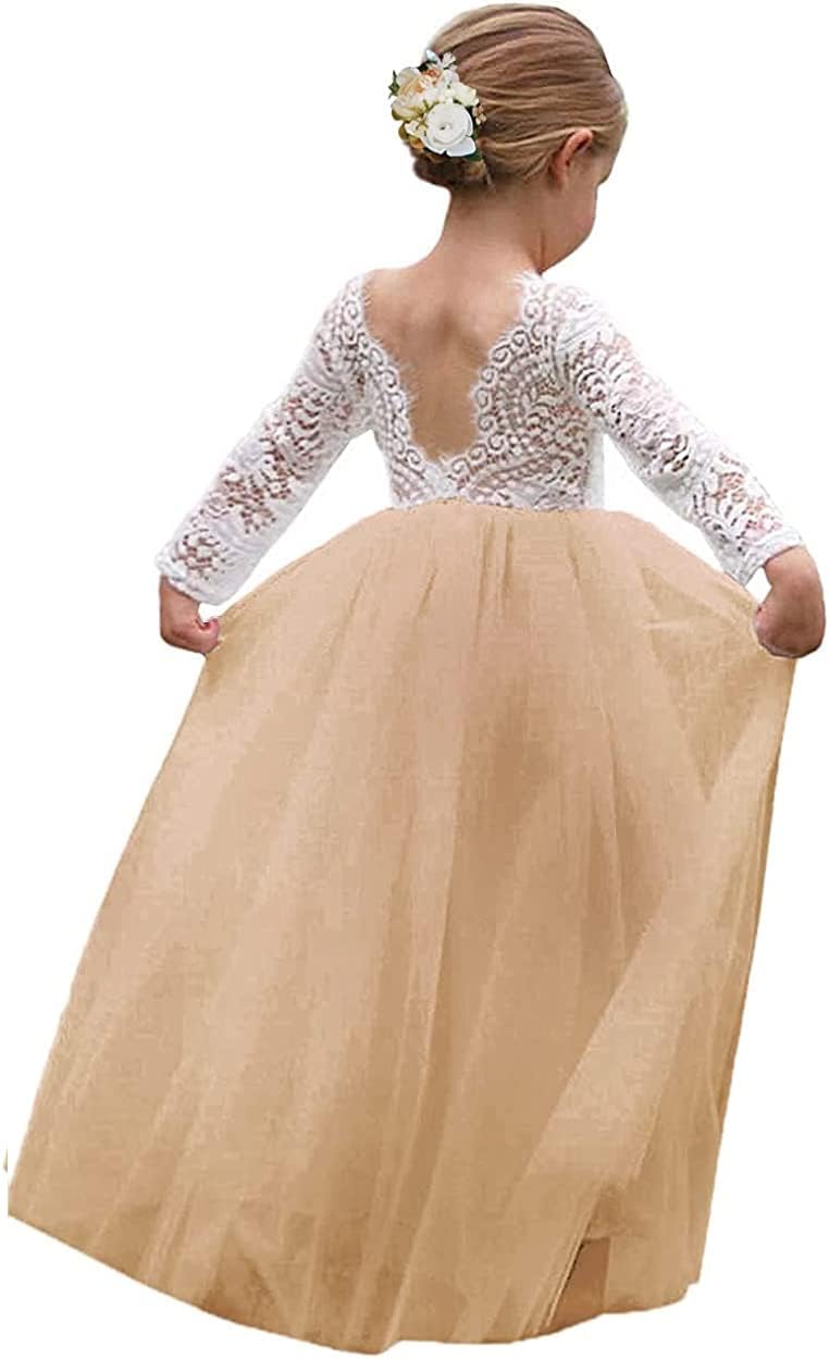 Topmaker Flower Girl Dress for Toddler Girls - Lace Tulle Style