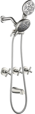3 Handle Shower Faucet Set with Tub Spout Brushed Nickel - Versatile
