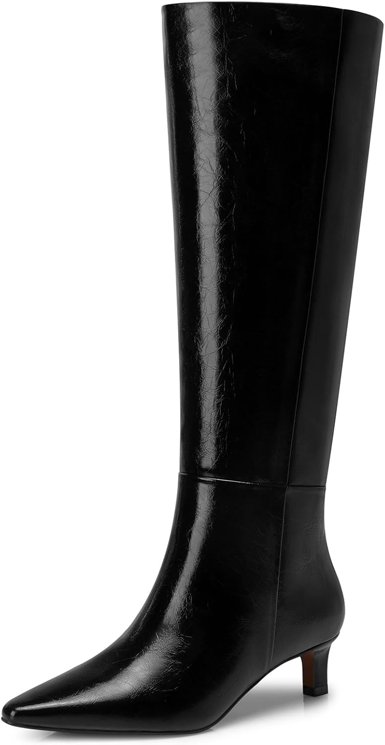 Women's Knee High Boots with Kitten Heel for Stylish Comfort