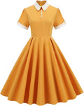 Women's 1950s Polka Dot Swing Dress with Belt - Retro Audrey Style