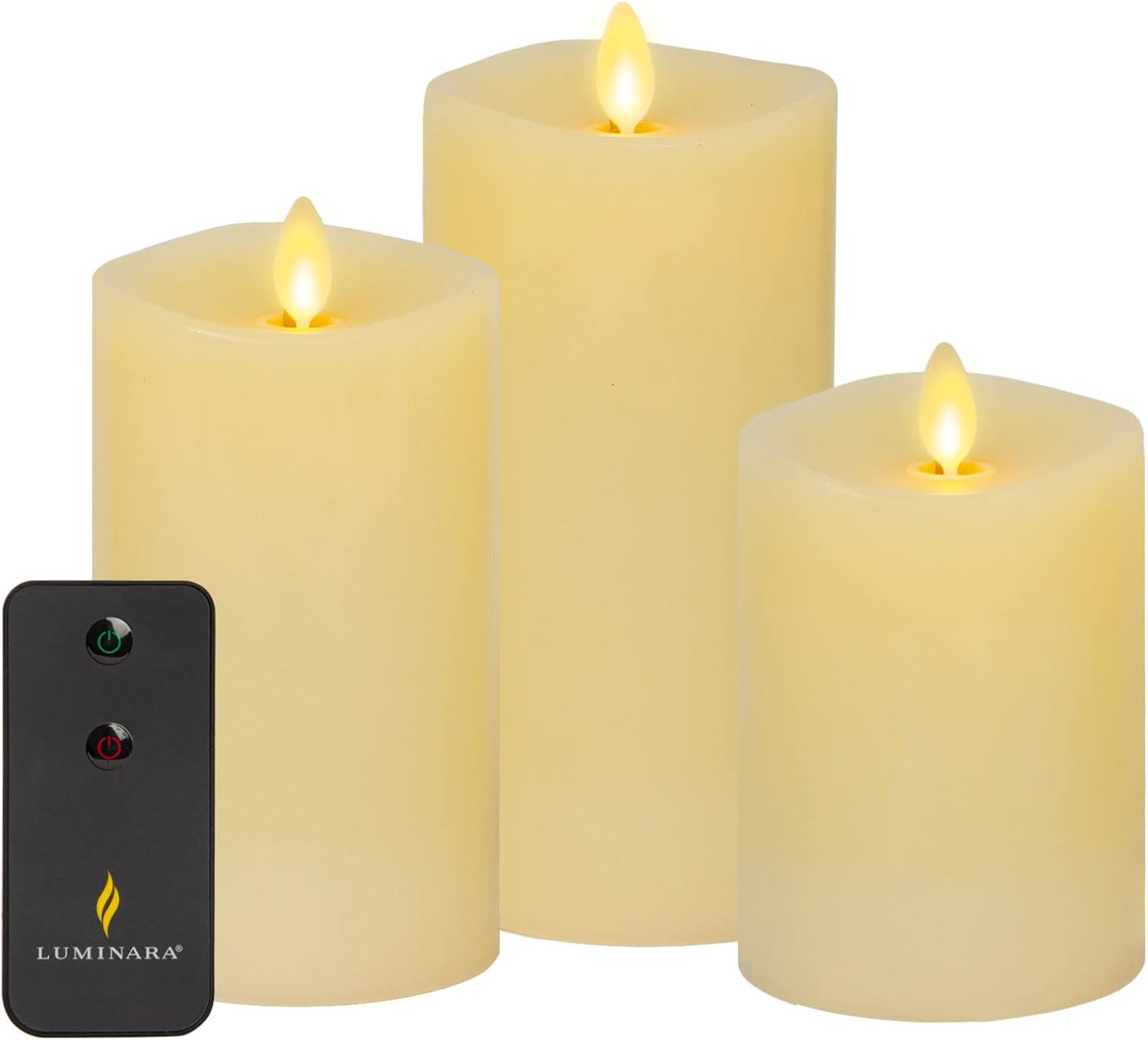Luminara Realistic Flameless LED Pillar Candles Set of 3