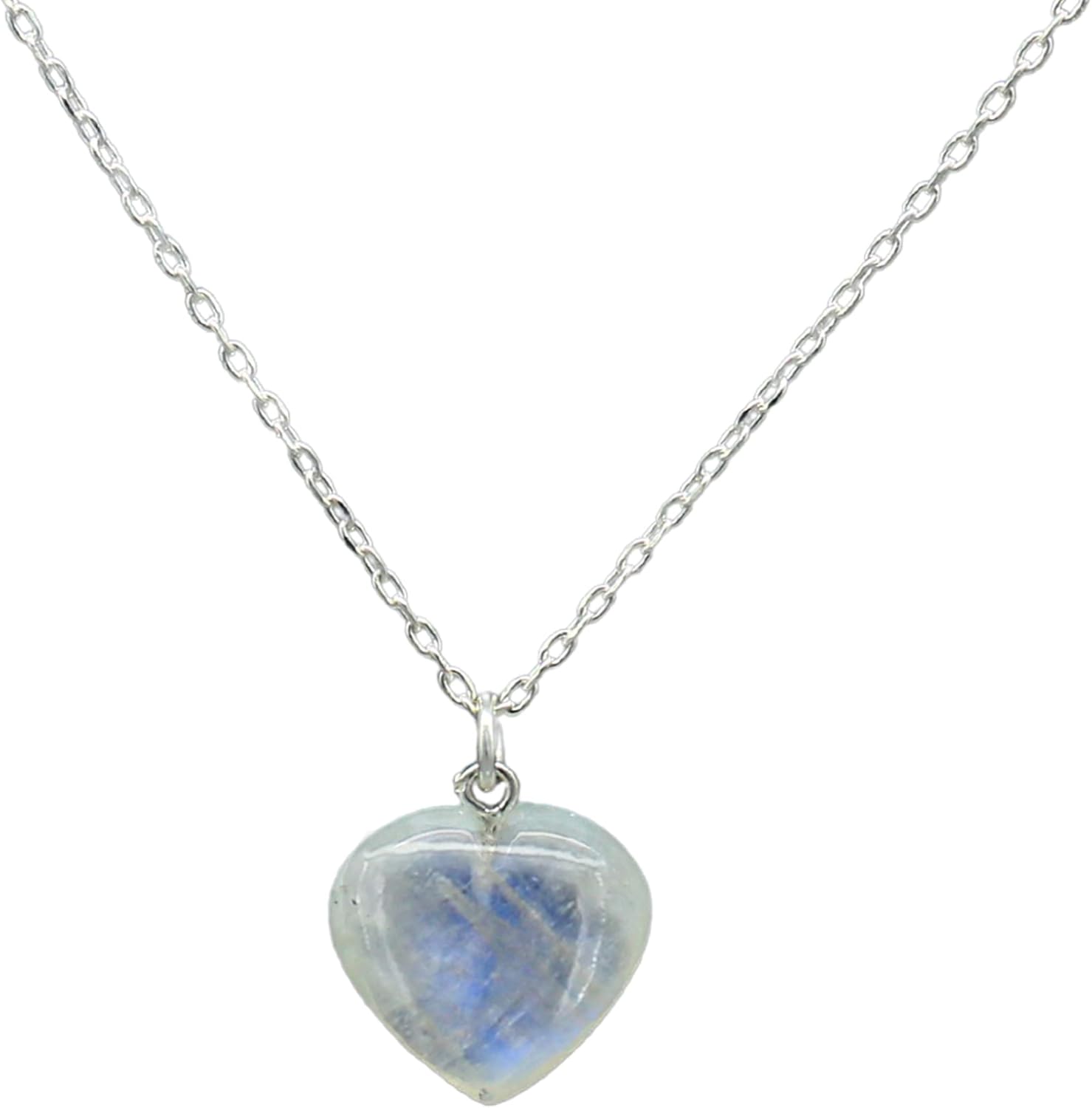 Heart Pendant Necklace for Women - Moonstone Gemstone Jewelry