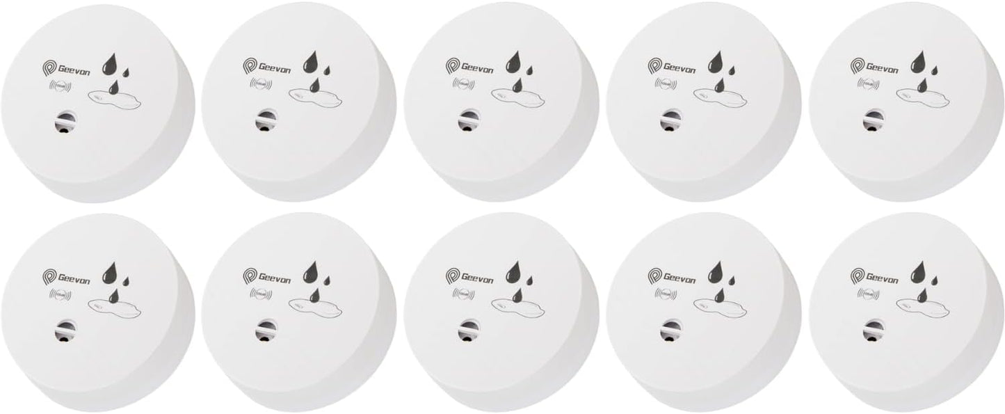 Geevon 10 Pack Water Leak Detectors with 100dB Alarm System