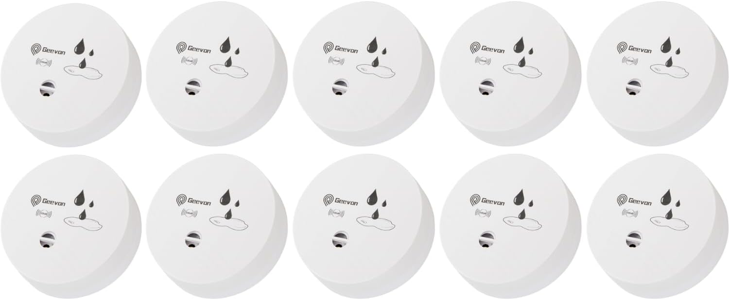 Geevon 10 Pack Water Leak Detectors with 100dB Alarm System