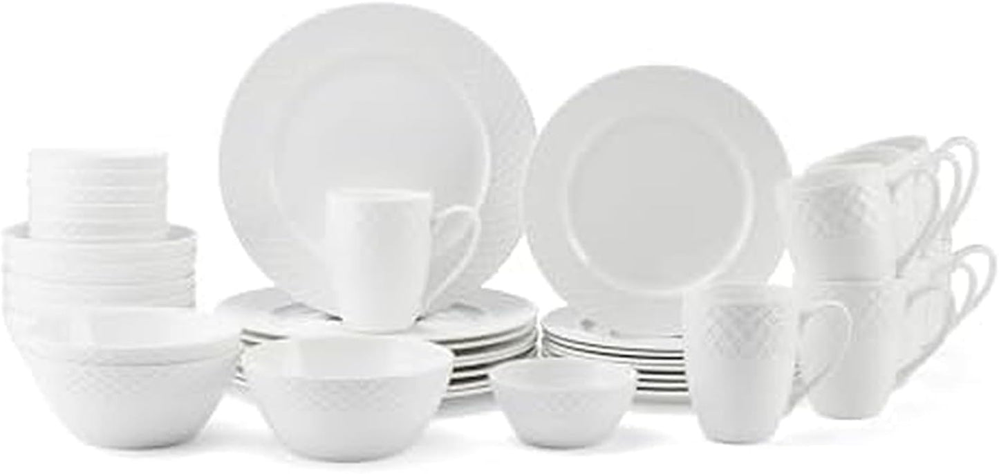 Mikasa Trellis Bone China 40 Piece Dinnerware Set for 8 People