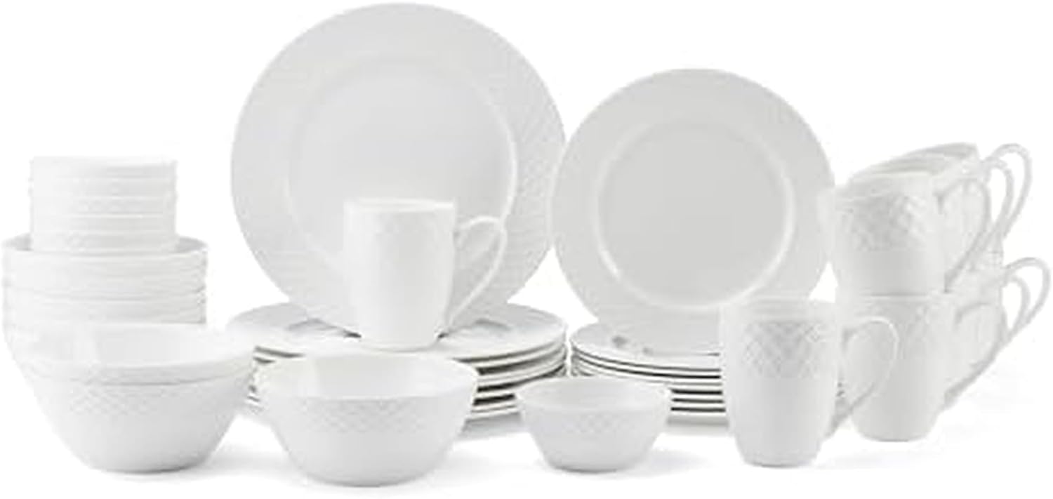Mikasa Trellis Bone China 40 Piece Dinnerware Set for 8 People