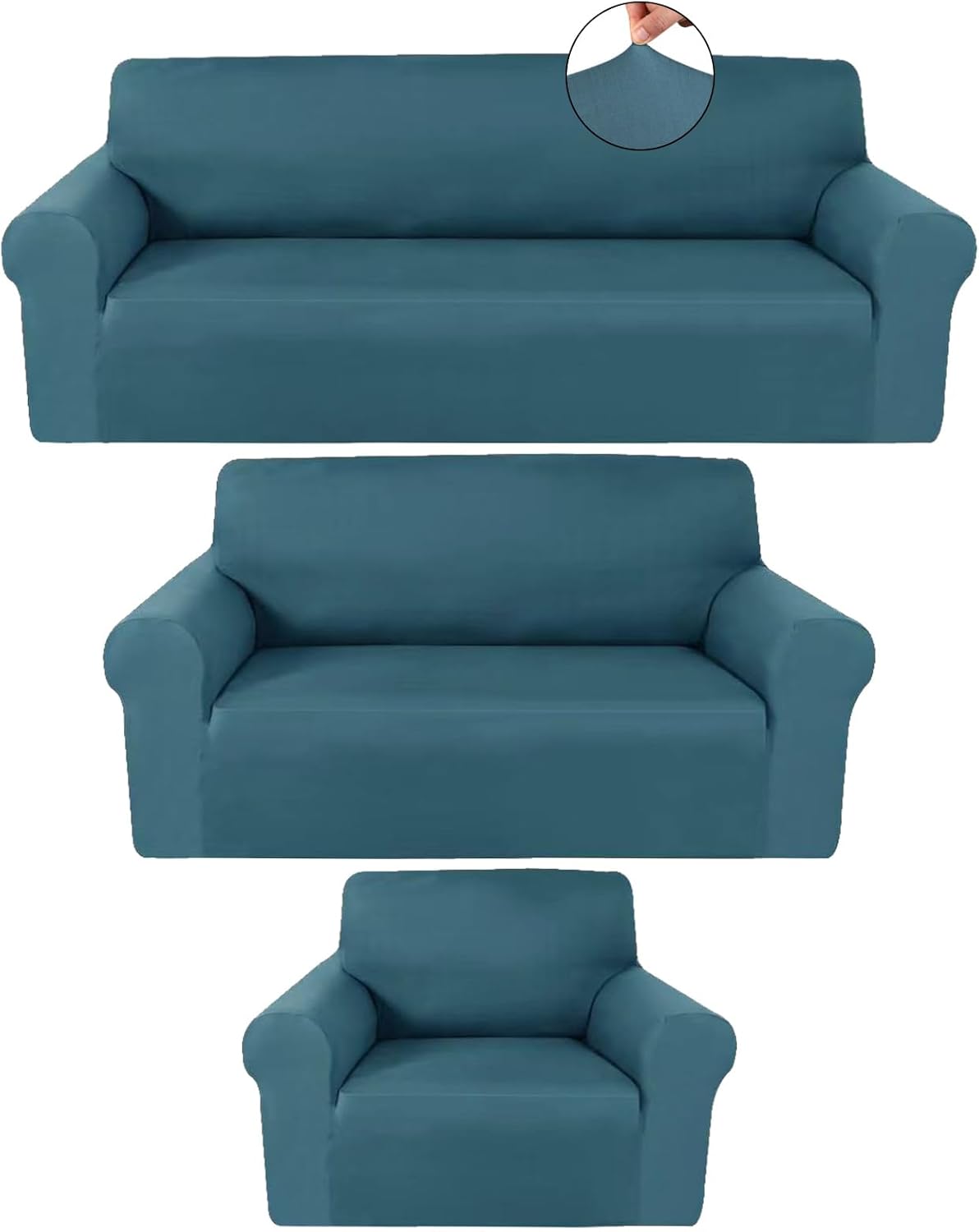 Peryiter 3 Pcs Slipcover Set for Couch, Loveseat, and Chair