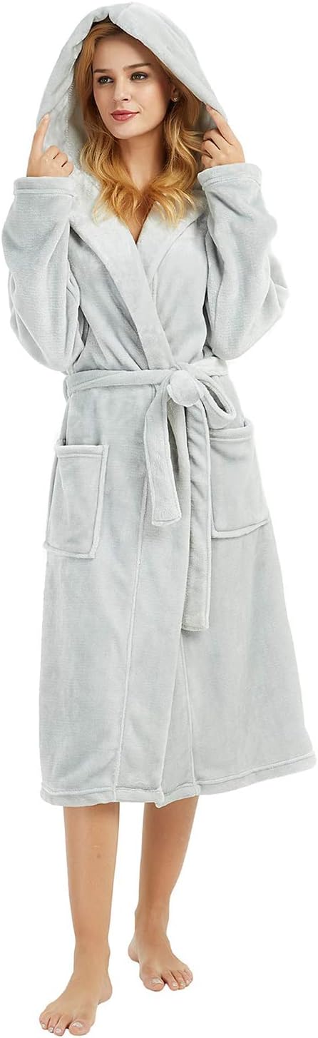 HEARTNICE Womens Hooded Fleece Robe for Cozy Comfort