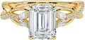 1-3 CT Moissanite Engagement Ring - Emerald Cut 2 CT Center