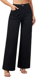 roswear Women's Wide Leg Jeans High Waisted Stretchy Baggy Jeans