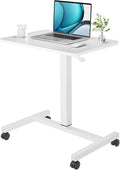 Mobile Laptop Desk Pneumatic Sit to Stand Table - Compact Rolling