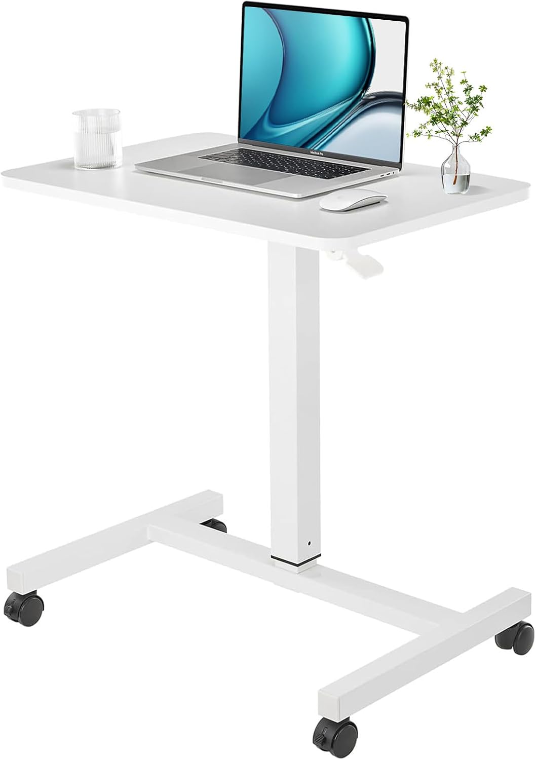 CLATINA Mobile Laptop Desk Pneumatic Sit to Stand Table for Home