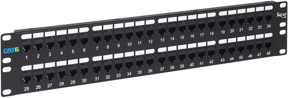 ICC CAT6 Feed-Through Patch Panel with 48 Ports for Easy Setup