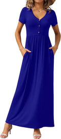 GRECERELLE Womens Long Maxi Dress - Casual Summer Button Dress