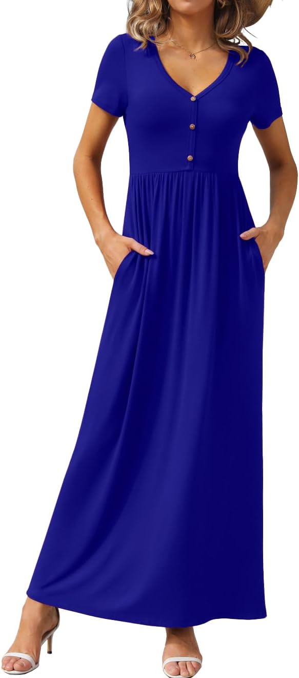 GRECERELLE Womens Long Maxi Dresses with Pockets for Summer