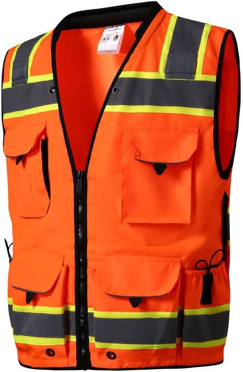 Professional Level Safety Vest with 12 Pockets for High Visibility