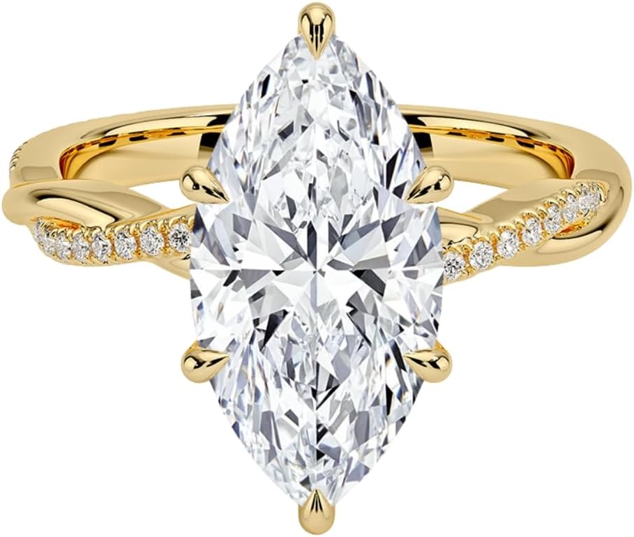 1-3 CT Marquise Moissanite Engagement Ring in Solid Gold & Silver