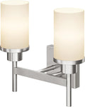 Brushed Nickel Double Vanity Light with White Frosted Glass