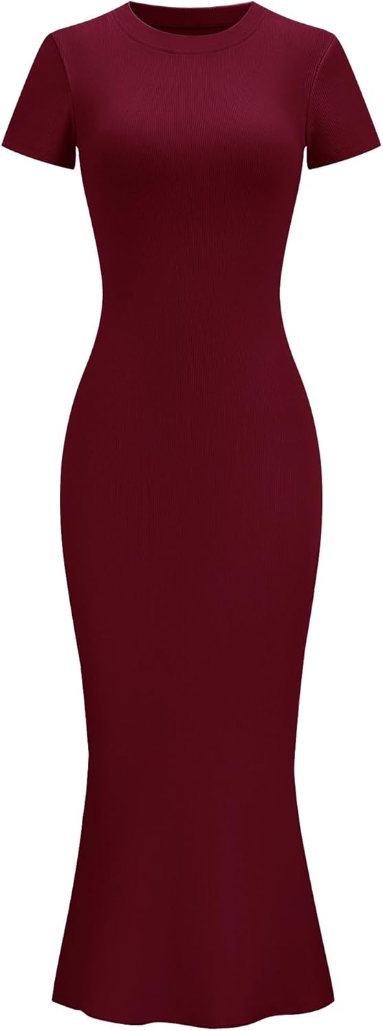 LOMON Women Fishtail Hem Ribbed Maxi Dress for Summer Style