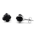 Natural Raw Black Tourmaline Stud Earrings - Sterling Silver October