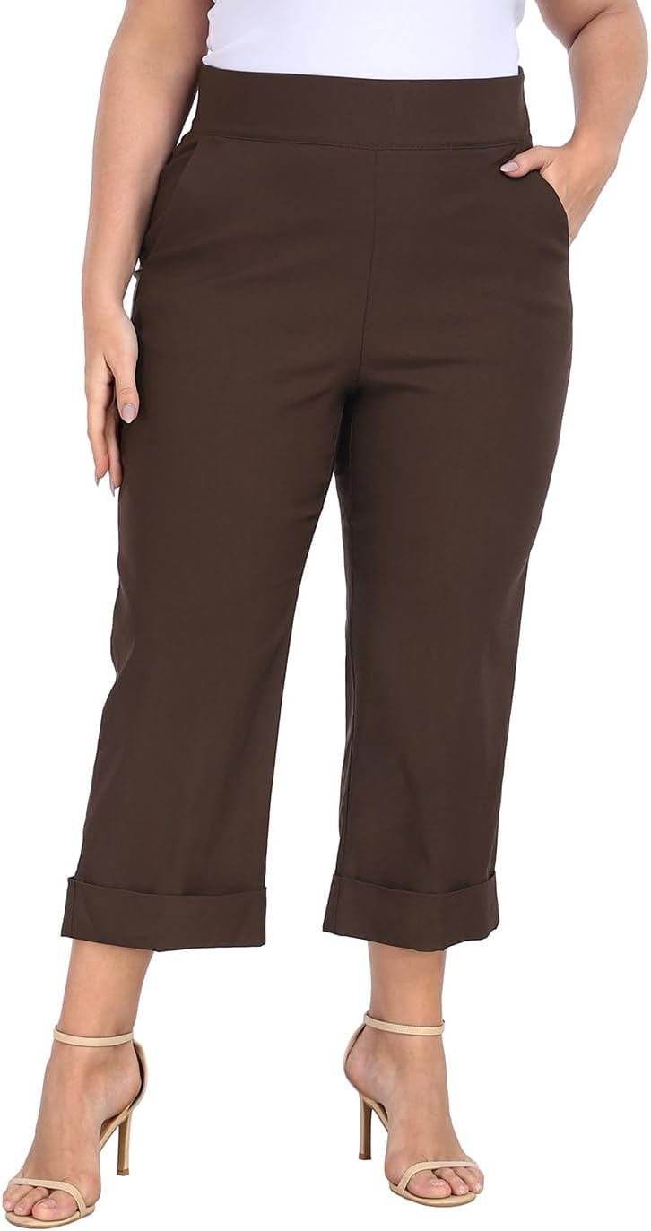 Plus Size Pull On Capris for Women with Tummy Control Style