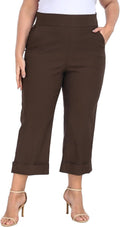 HDE Plus Size Pull On Capris for Women - Flattering Tummy Control be