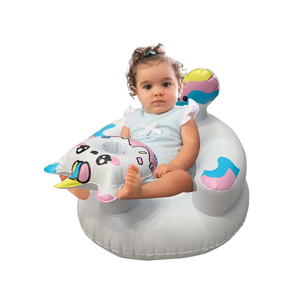 Inflatable Baby Sitting Support for 3-24 Months, Unicorn Design