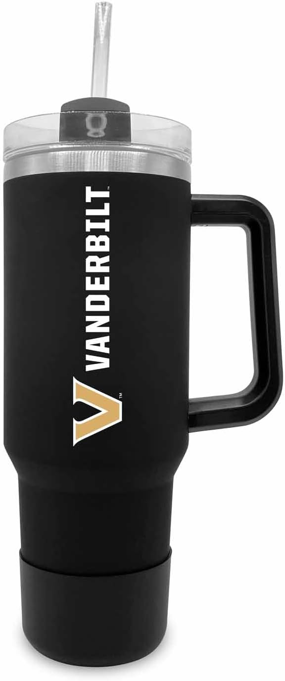 Vanderbilt Commodores 40 oz Travel Tumbler with Handle and Straw