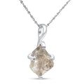 Natural raw Herkimer diamond pendant chain necklace - Dainty white