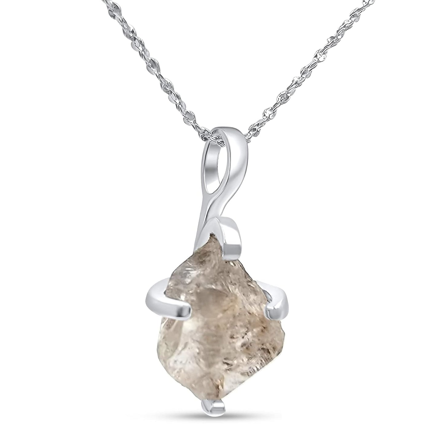 Natural Raw Herkimer Diamond Pendant Chain Necklace Gift