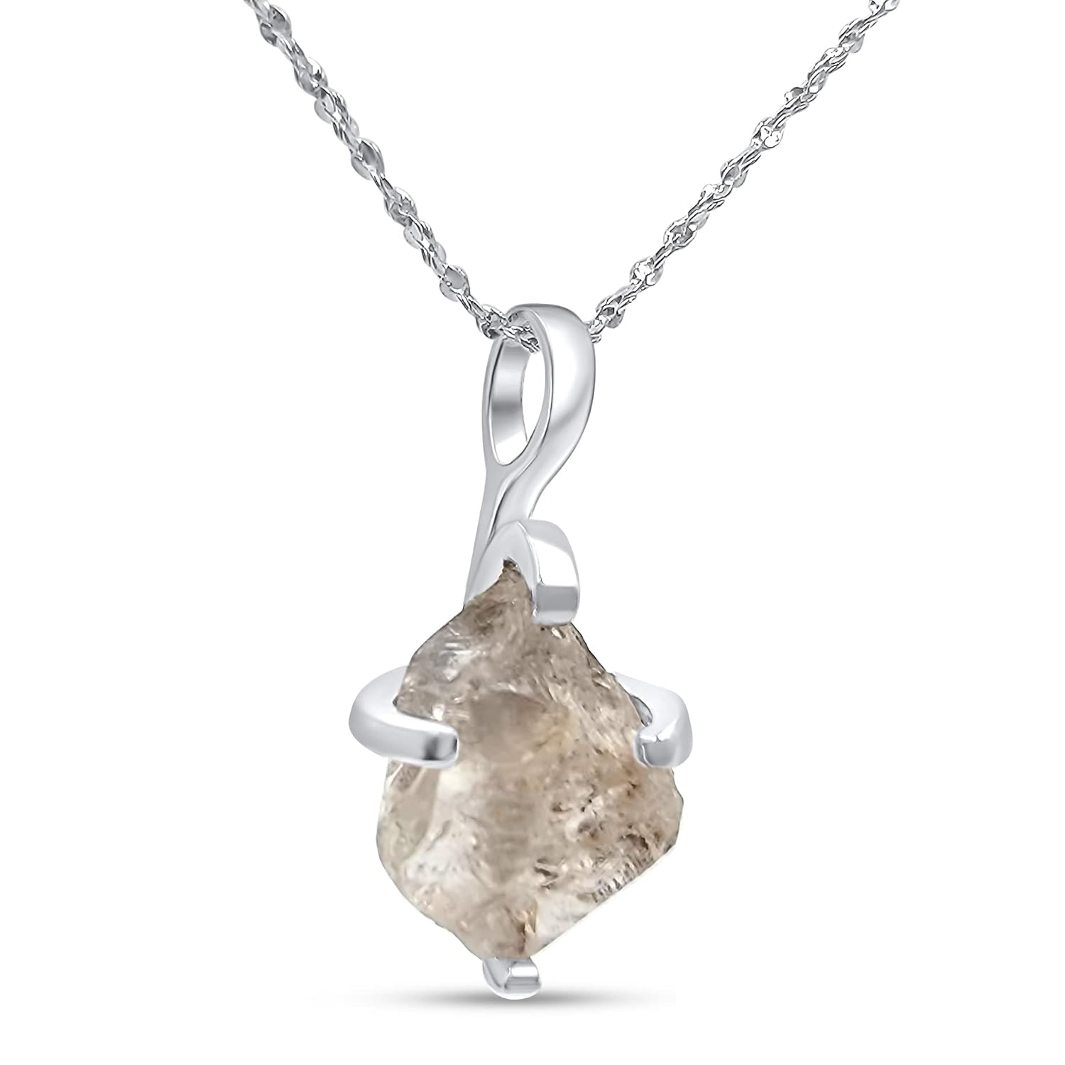 Natural Raw Herkimer Diamond Pendant Chain Necklace Gift