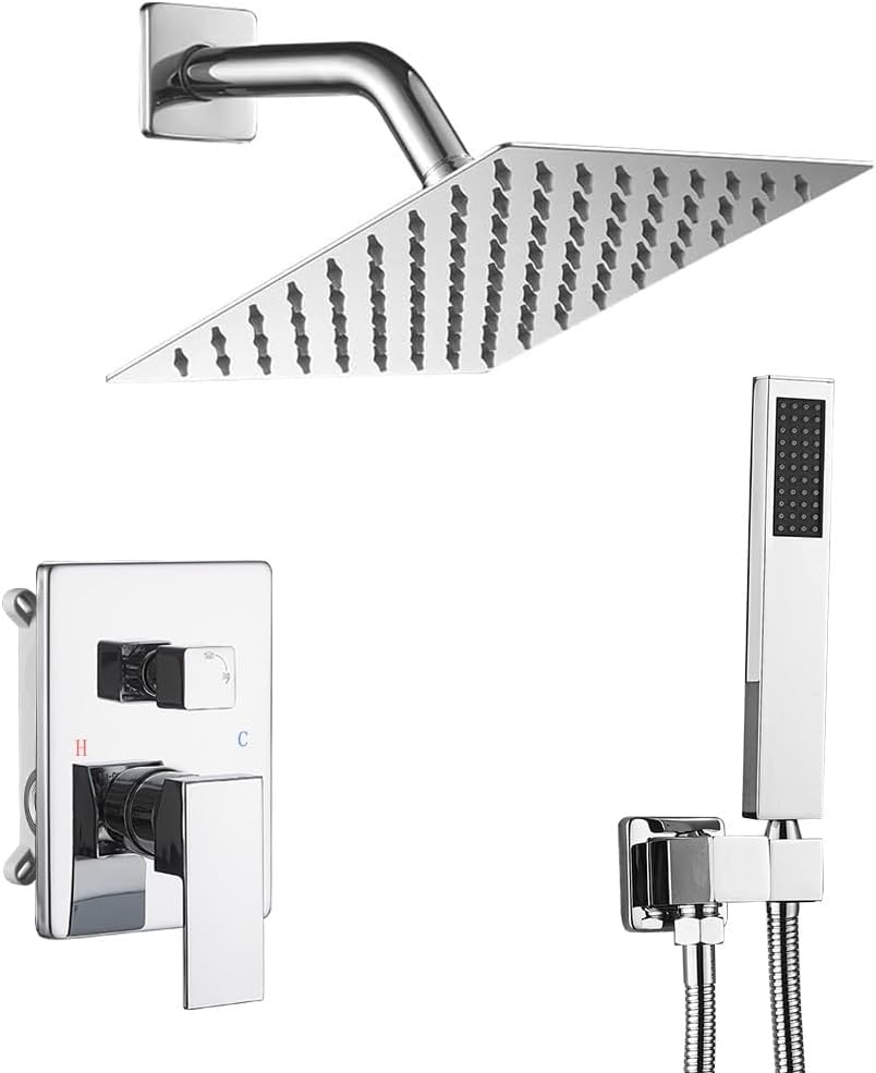 Polished Chrome Bathroom Rainfall Shower Faucet Set for Luxury