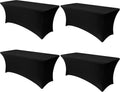 6ft Stretch Spandex Table Cover 4 Pack - Black Fitted Rectangular