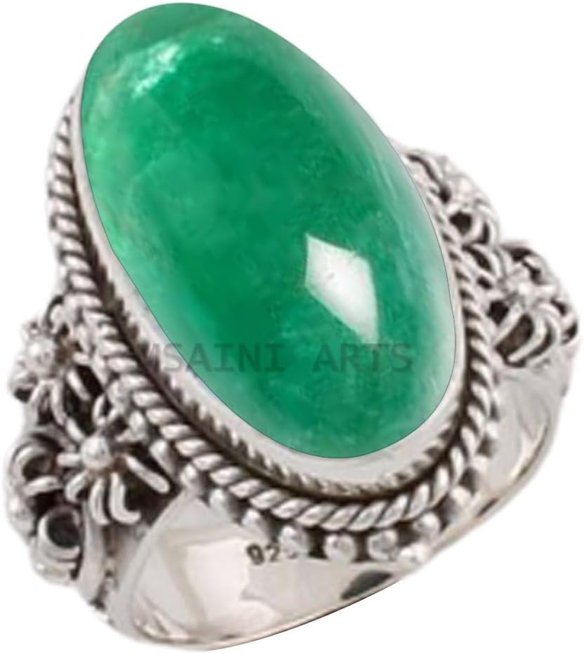 Solid 925 Sterling Silver Ring with Natural Blue Copper Turquoise