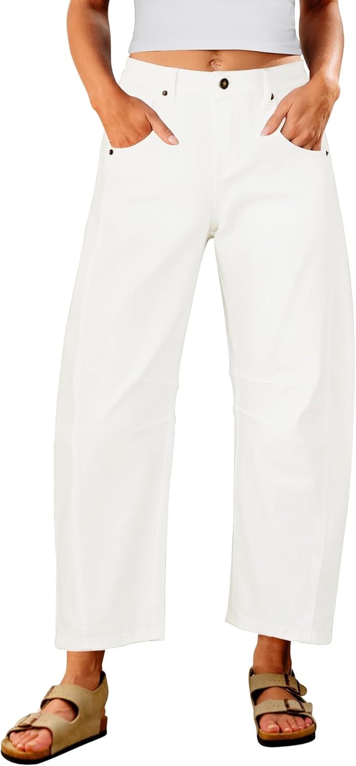 Trendy High Waisted Distressed Barrel Jeans for Women