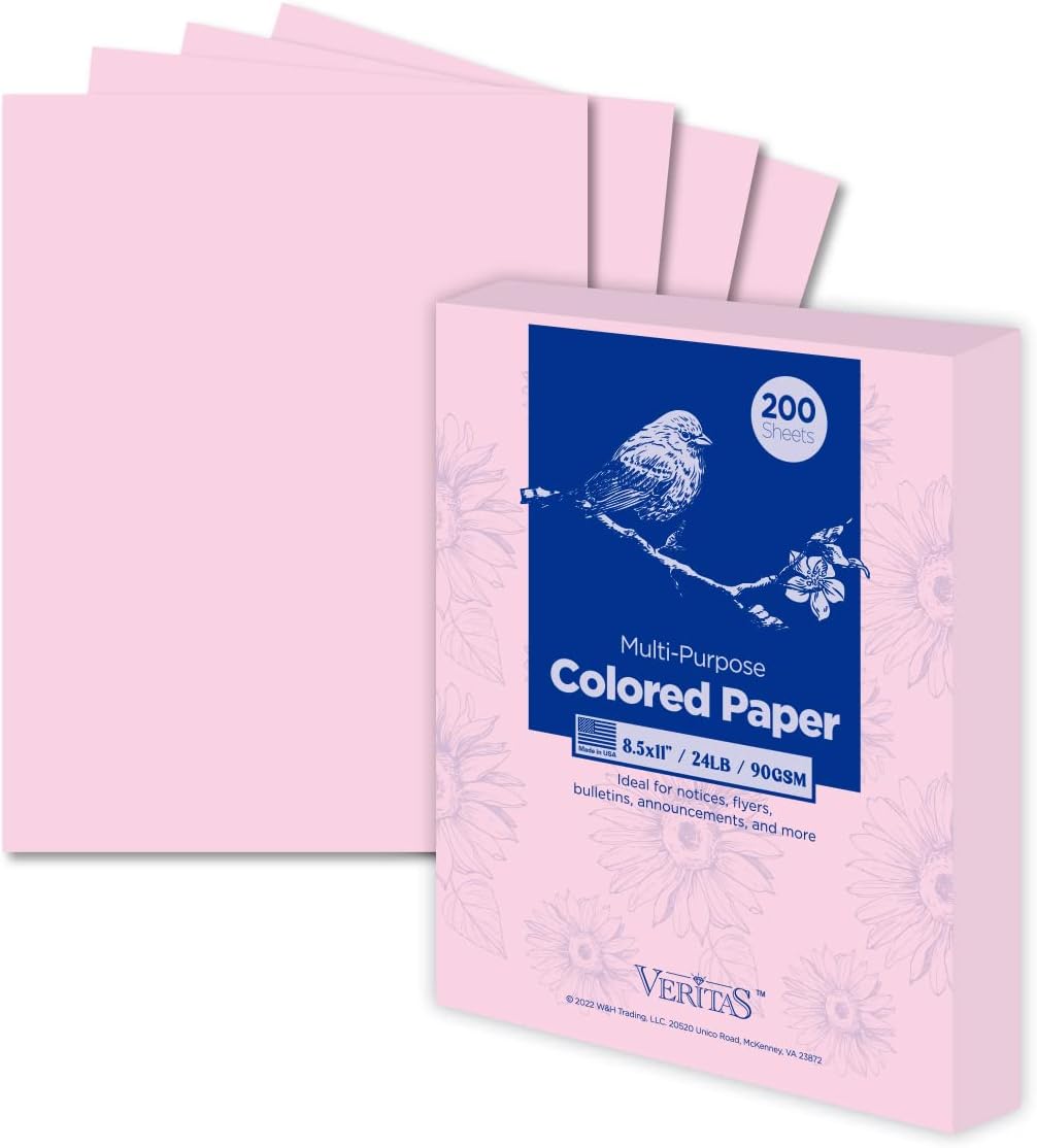 Vibrant Pink Color Copy Paper - 200 Sheets 8.5x11