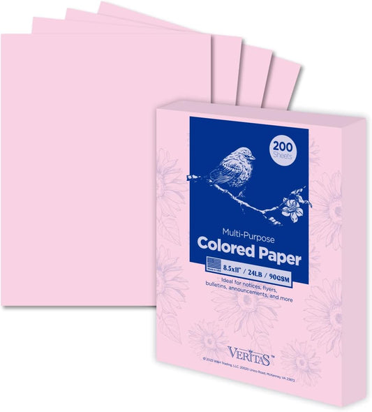 Vibrant Pink Color Copy Paper - 200 Sheets 8.5x11